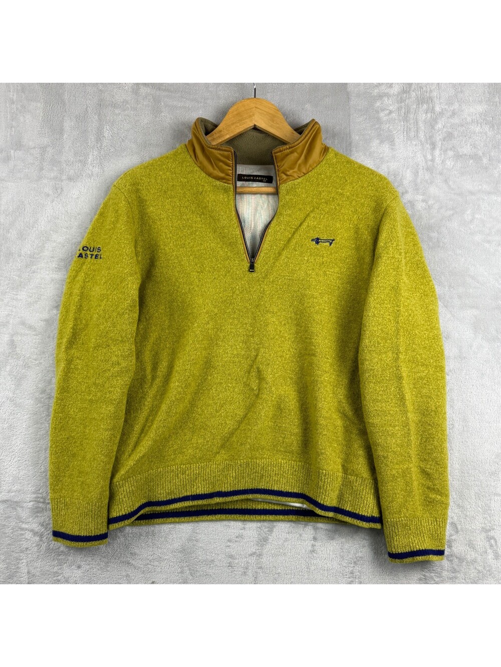 Louis Castel Size 100 Wool Quarter Zip Sweater Green Golf Preppy Korean 'Read'